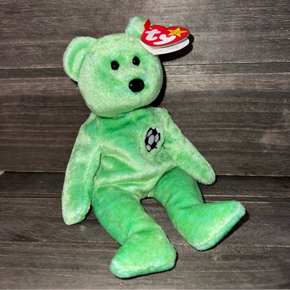 Ty Other - Ty Beanie Baby Kicks Green Soccer Bear Plush Toy